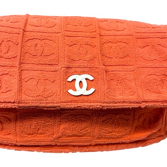 CHANEL Vintage 02S CC Logo Chain Shoulder Bag Handbag Terry Cloth [106384] - Picture 9 of 14